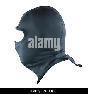 Black full face mask side view. Isolated on white, clipping path included Stock Photo