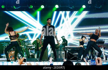 London, UK, 9th June 2012. Usher performs on stage at Capital Summertime Ball at Wembley Stadium London. Stock Photo