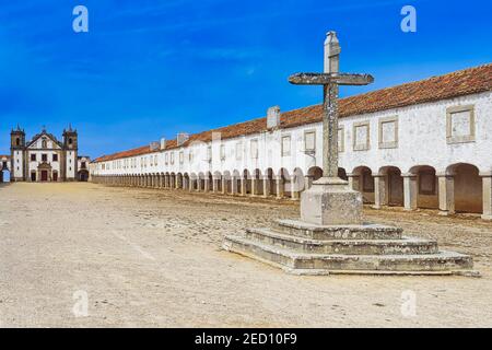 Cross in front of the Sanctuary of Our Lady of Espichel Cape, Sesimbra, Lisbon Coast, Setubal, Portugal Stock Photo