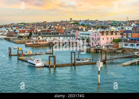 View over the Cowes harbor at the Isle of Wight, South England Stock Photo