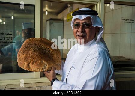 Fresh bread at the fish market of Jeddah, Saudi Arabia Stock Photo