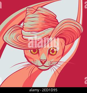 vector illustration of Cat in a hat Stock Vector