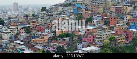 Colorful houses in the Las Penas neighborhood, Guayaquil, Guayas province, Ecuador Stock Photo