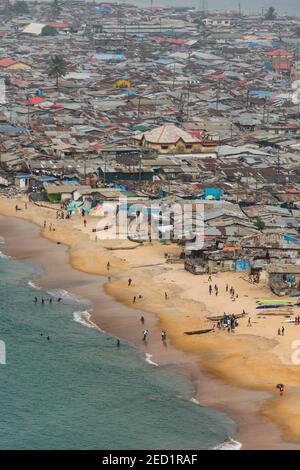 Overlook over the shantytown of West Point, Monrovia, Liberia Stock Photo