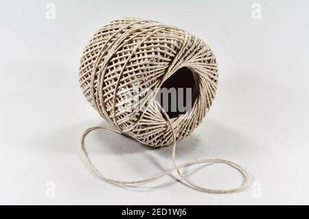 A closeup of a jute twine isolated on a white background Stock Photo