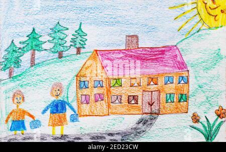 Drawn Childrens Drawing Childrens Style Sun Stock Illustration 2261392701 |  Shutterstock