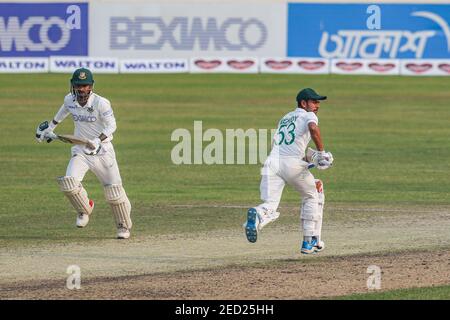 Bangladesh's Mehidy Hasan Miraz, second right, celebrates taking the ...