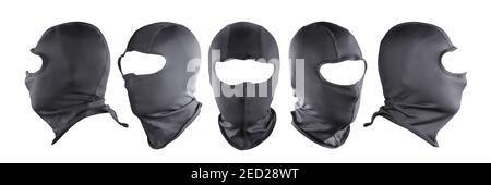 Black full face mask (balaclava) different views set. Isolated on white, clipping path included Stock Photo