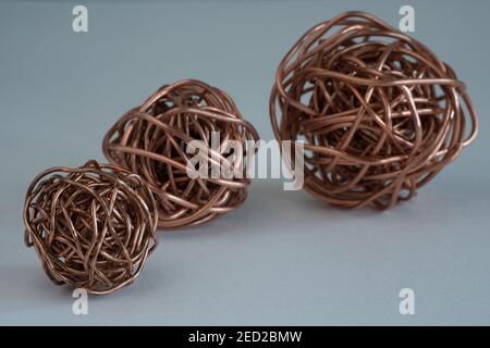 Three Balls of Copper Wire Stock Photo