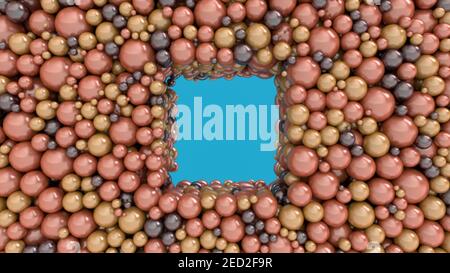 3d render. Abstract of spheres of different colors and sizes Stock Photo
