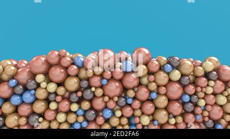 3d render. Abstract of spheres of different colors and sizes Stock Photo