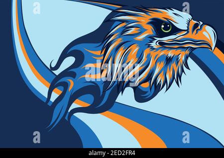 illustration Eagle Head with Flame Vector Design Stock Vector