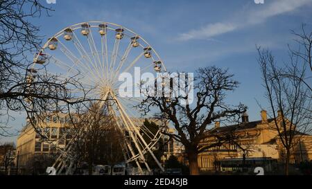 Observation Wheel over Imperial Square, Cheltenham, Gloucestershire, during Light Up Cheltenham Festival in Spring 2019 Stock Photo