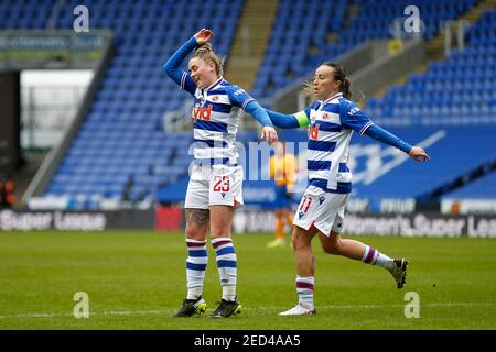 Reading, United Kingdom. 14th Feb, 2021. EDGWARE, ENGLAND - FEBRUARY 14: GOAL - Rachel Rowe of Reading FC Women makes it 1-0 during Barclays FA Women's Super League between Reading and Everton at Madejski Stadium, Reading UK on 14th February 2021 Credit: Action Foto Sport/Alamy Live News Stock Photo