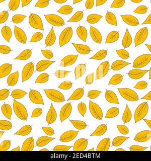 Floral seamless pattern with yellow exotic leaves on white background. Autumn branches. Fashion vector stock illustration for wallpaper, posters, card Stock Vector