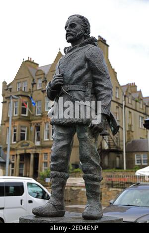 Statue of Dr John Rae, 19th Century Canadian Explorer on the harbour ...