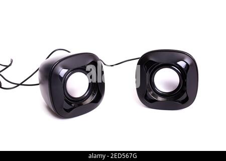 Two small speakers isolated on a white background Stock Photo