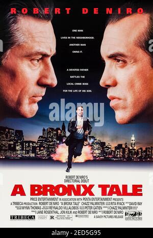A Bronx Tale (1993) directed by Robert De Niro and starring Robert De Niro, Chazz Palminteri and Lillo Brancato. A father becomes worried when his son becomes involved with a local gangster in the Bronx in the 1960s. Stock Photo