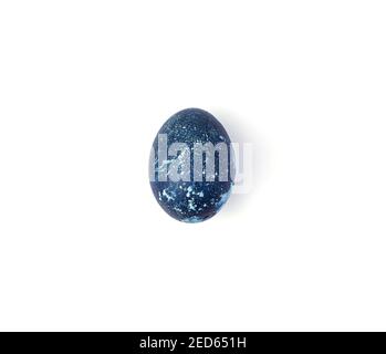 The egg is a marble-blue color on a white background. Stock Photo
