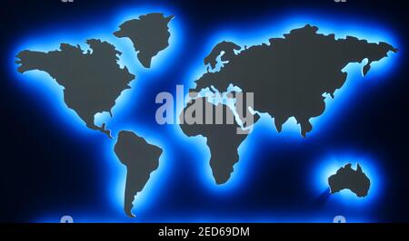 world map with back led lights Stock Photo