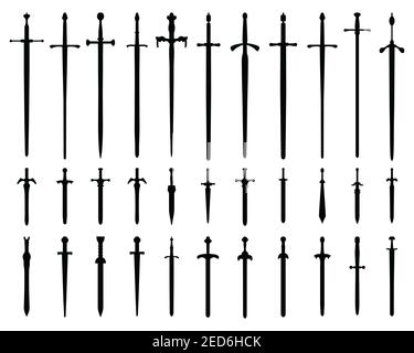 knight swords isolated on white background. Swords silhouettes. Vector ...
