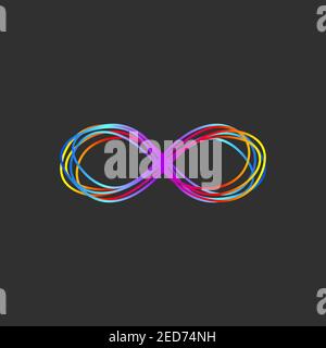 Infinity hand drawn doodle colorful gradient logo. Vector business illustration. Infinity sign. Stock Vector