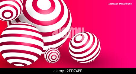 Flyer with 3d spheres. Abstract geometric background with flying balls. Vector illustration Stock Vector