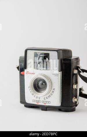 Kodak Brownie Scarlet camera (1957-1962), Madrid, Spain, Europe, February 14, 2021, in portrait Stock Photo