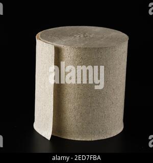Roll of toilet paper, on black background isolated Stock Photo