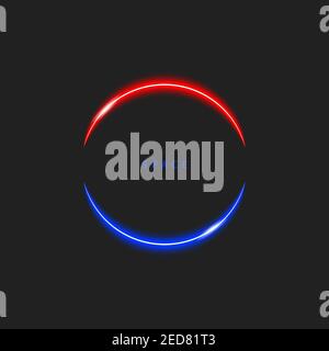 Neon glowing round frame. Night bar sign element. Luminescent circle. Vector illustration Stock Vector