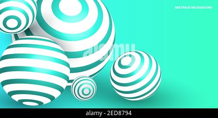 Flyer with 3d spheres. Abstract geometric background with flying balls. Vector illustration Stock Vector