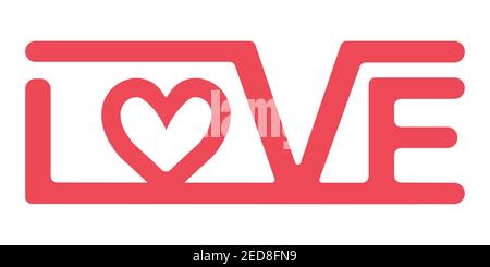 logo is a sign of love, lettering, vector red love symbol with a heart, Valentine Stock Vector