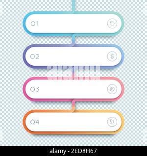 Vector 4 Step Gradient 3d Shapes List Infographic Stock Vector