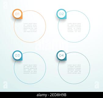 Vector Circle Outlines With 3D Arrow Markers Number 1 to 4 Stock Vector