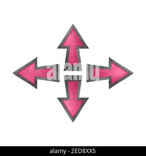 Different colors arrow button. Cursor. Pointer. Gaming elements isolated on white background. Design for computer game. Symbols and icons. Collection Stock Vector