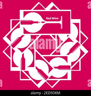 Red Wine seamless vector pattern illustration on a red background Stock Vector