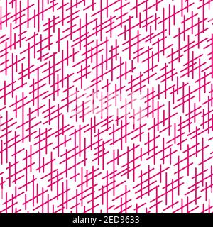 Randomly crossing lines making pattern.Chaotic short lines  seamless pattern,chips and sticks modern repeatable motif.Pink white colors.Good for print Stock Photo