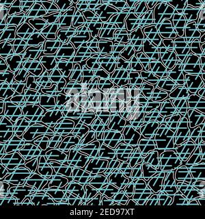 Randomly crossing lines making pattern.Chaotic short lines seamless pattern,chips and sticks modern repeatable motif.Black azure white colors.Good for Stock Photo