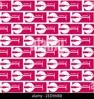 Red Wine seamless vector pattern illustration on a red background Stock Vector