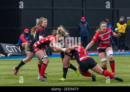 London, UK. 14th Feb, 2021. during the Allianz Premier 15s game between Saracens Women and Gloucester Hartpury Women at StoneX Stadium in London, England. Credit: SPP Sport Press Photo. /Alamy Live News Stock Photo