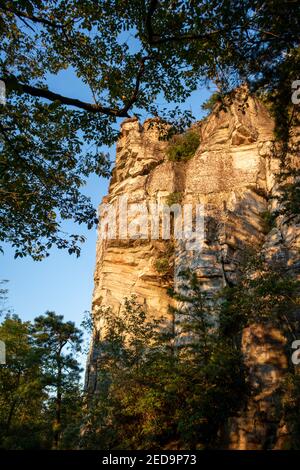 Closeup view of Big Pinnacle, Pilot Mountain State Park, North Carolina Stock Photo