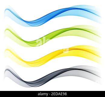 Set of color abstract wave design element Stock Vector