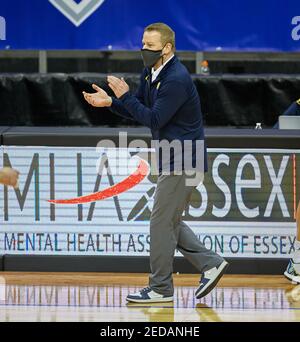 Newark, New Jersey, USA. 14th Feb, 2021. Marquette Golden Eagles head coach Steve Wojciechowski at the Prudential Center in Newark, New Jersey. Seton defeated Marquette 57-51. Duncan Williams/CSM/Alamy Live News Stock Photo
