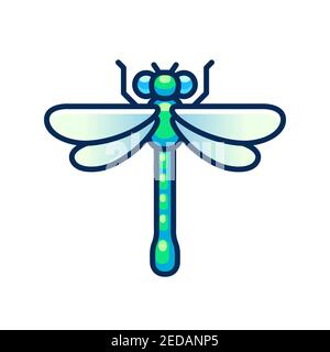 Vector dragonfly icon, flat geometric design. Simple cartoon clip art illustration. Stock Vector