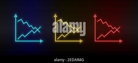 Neon icon set business growth, graph. Set of red, blue, yellow neon vector icon Stock Vector