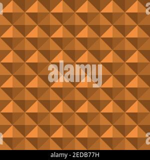 Vector 3D pyramid shaped stud seamless pattern background. Elegant studded backdrop with shaded triangles. Monochrome ochre repeat. Modern tactile Stock Vector