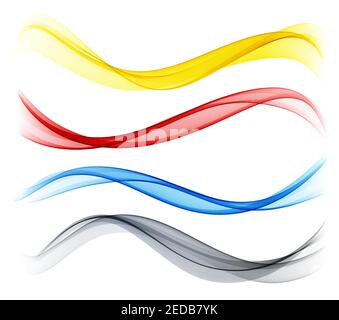 Set of color abstract wave design element Stock Vector