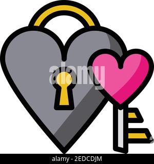 Key, lock, heart, love, together icon. Stock Vector