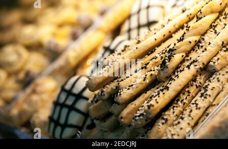 Delicious Snack Food Crispy Crackers and Cookies Stock Photo
