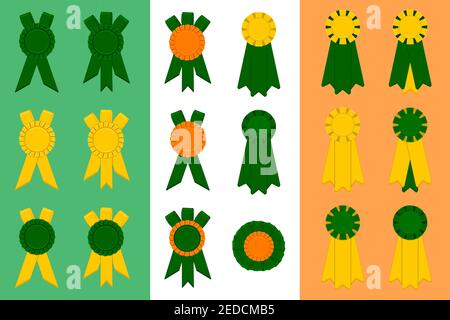 Irish holiday St Patrick day, big set from trophy rewards. Pattern St Patrick day consisting of many different trophy rewards on bright background. Tr Stock Vector